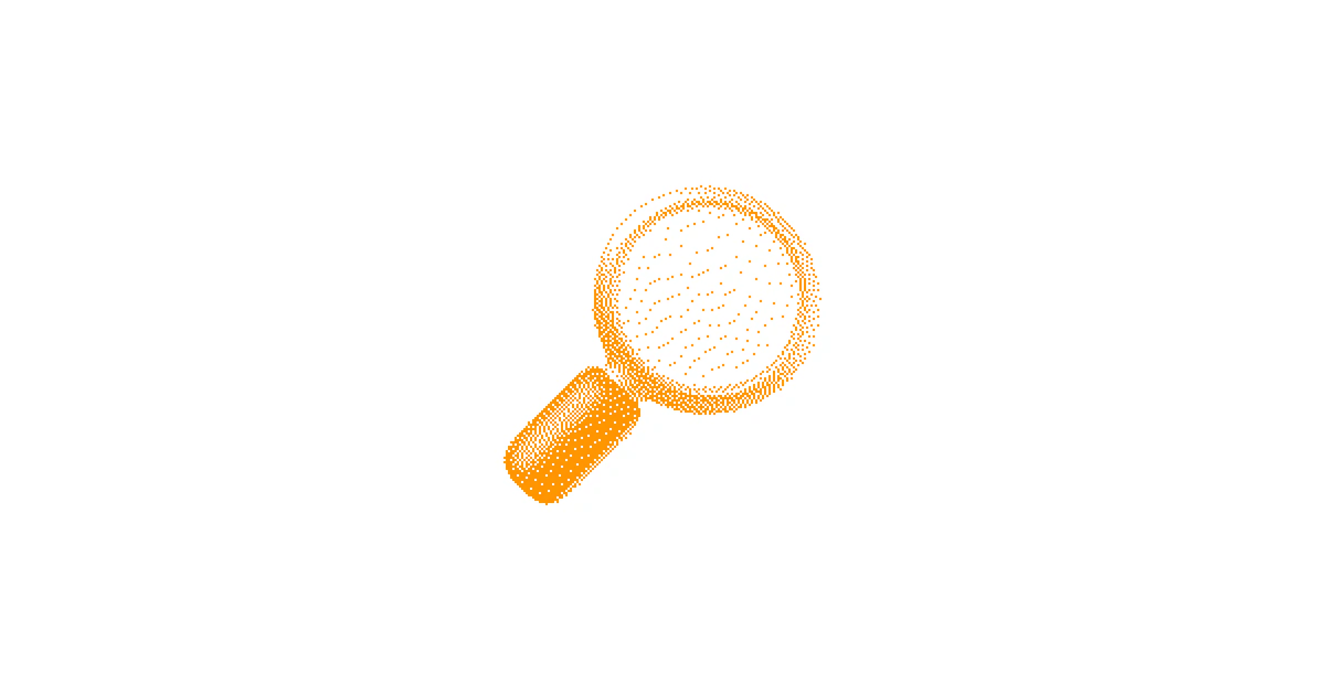 A magnifying glass inspecting a mobile app during due diligence
