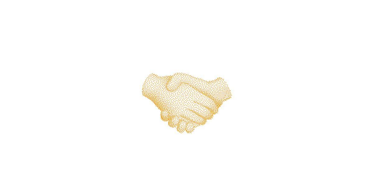 Two mobile apps with transfer arrows representing an ownership handover